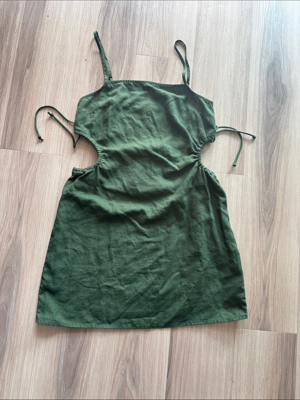 aerie Olive Green Side Cutout Slip Dress